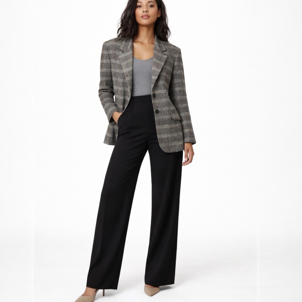 Cathy Hardwick‎ Vintage Plaid Wool Blazer Boxy Jacket Retro Academia 80s 90s